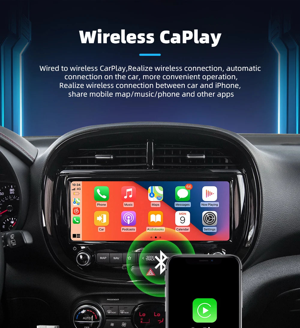 Adaptateur CarPlay sans fil pour Apple iPhone Android, boîte AI filaire vers Carplay sans fil, connexion USB Type C, dongle de voiture automatique, 2 en 1